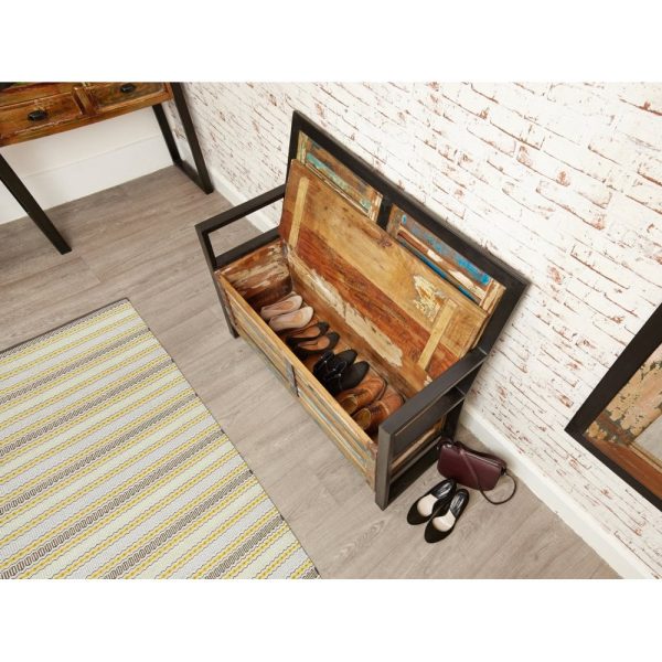 Baumhaus Urban Chic Reclaimed Wood Storage Monks Bench - Image 2