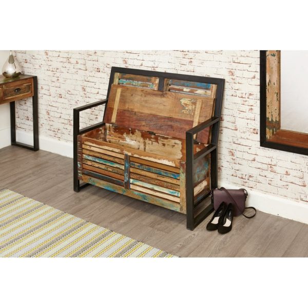 Baumhaus Urban Chic Reclaimed Wood Storage Monks Bench - Image 5
