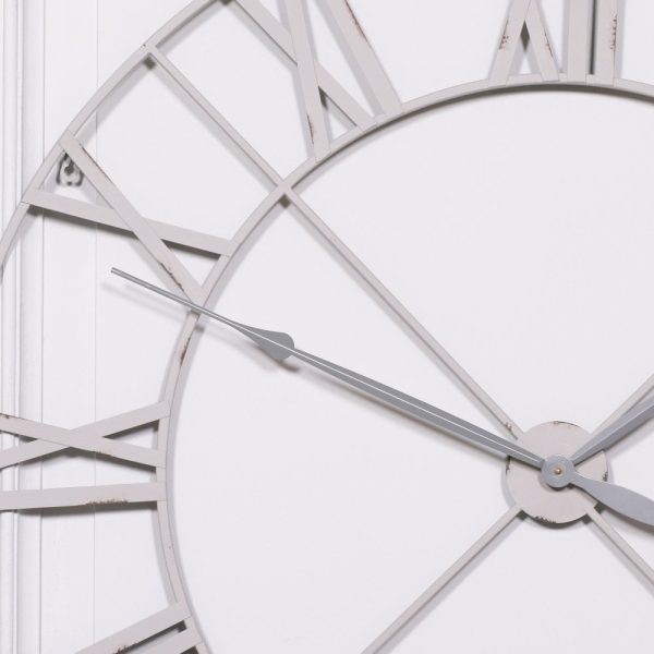 Pale Grey / Off White 110cm Vintage Metal Wall Clock - Image 3