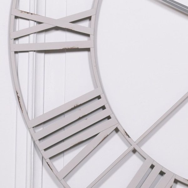 Pale Grey / Off White 110cm Vintage Metal Wall Clock - Image 4