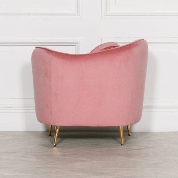 Pink Velvet Armchair with Cushion - Image 3