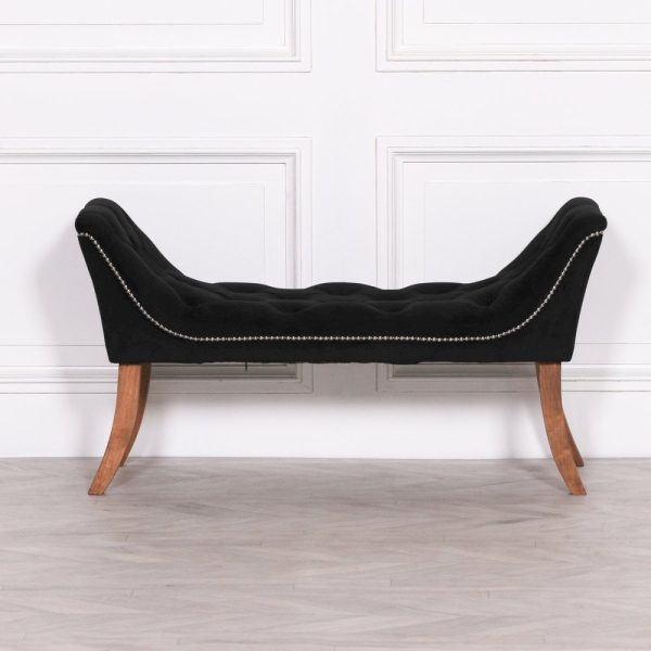 Lewis Interiors  Black Velvet Bench - Image 2