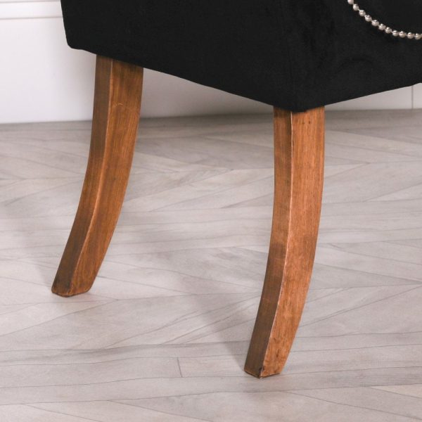 Lewis Interiors  Black Velvet Bench - Image 3