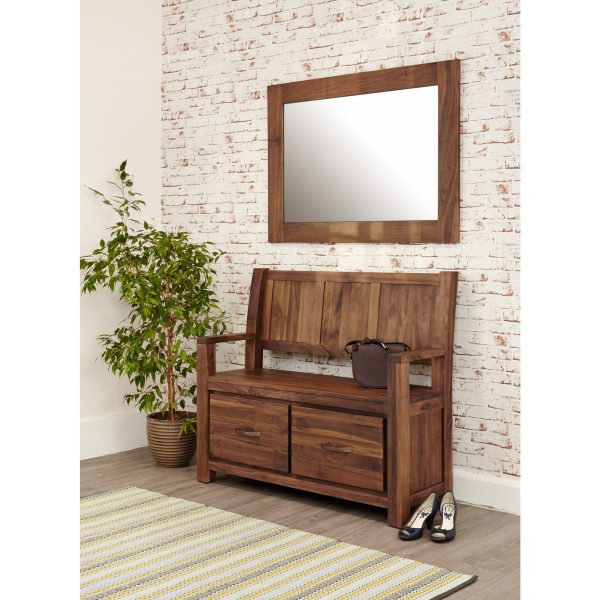 Baumhaus Mayan Walnut Monks Bench with Shoe Storage - Image 2
