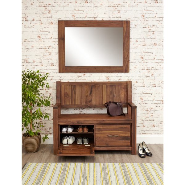 Baumhaus Mayan Walnut Monks Bench with Shoe Storage - Image 3