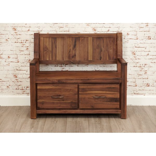 Baumhaus Mayan Walnut Monks Bench with Shoe Storage - Image 4