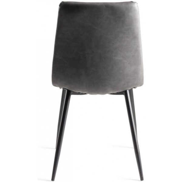 Bentley Designs Mondrian - Dark Grey Faux Leather Chairs with Sand Black Powder Coated Legs (Pair) - Image 4
