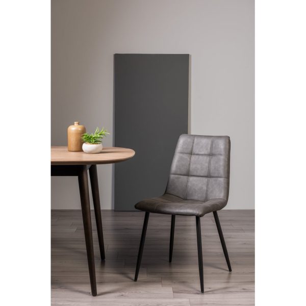 Bentley Designs Mondrian - Dark Grey Faux Leather Chairs with Sand Black Powder Coated Legs (Pair) - Image 6