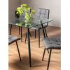 Bentley Designs Martini Clear Glass 6 Seater Table & 4 Mondrian Dark Grey Faux Leather Chairs - Image 3