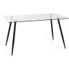 Bentley Designs Martini Clear Glass 6 Seater Table & 4 Mondrian Dark Grey Faux Leather Chairs - Image 4