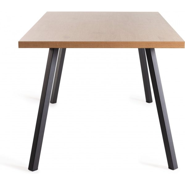 Bentley Designs Ramsay Oak Melamine 6 Seater Table - 4 Legs & 6 Cezanne Mustard Velvet Chairs - Black Legs - Image 4
