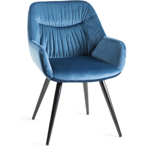 Bentley Designs Ramsay Oak Melamine 6 Seater Table - 4 Legs & 6 Dali Petrol Blue Velvet Chairs - Image 6