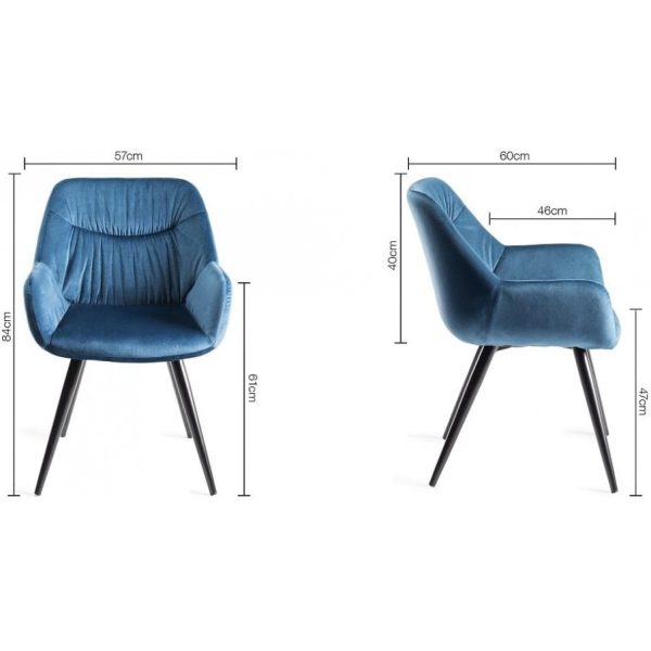 Bentley Designs Ramsay Oak Melamine 6 Seater Table - 4 Legs & 6 Dali Petrol Blue Velvet Chairs - Image 11
