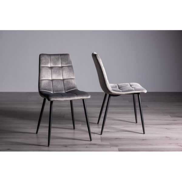 Bentley Designs Ramsay Oak Melamine 6 Seater Table - 4 Legs & 6 Mondrian Grey Velvet Chairs - Image 8