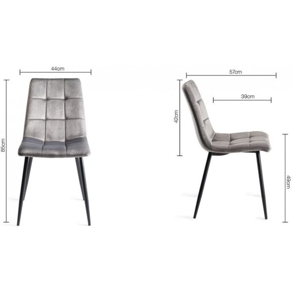 Bentley Designs Ramsay Oak Melamine 6 Seater Table - 4 Legs & 6 Mondrian Grey Velvet Chairs - Image 10