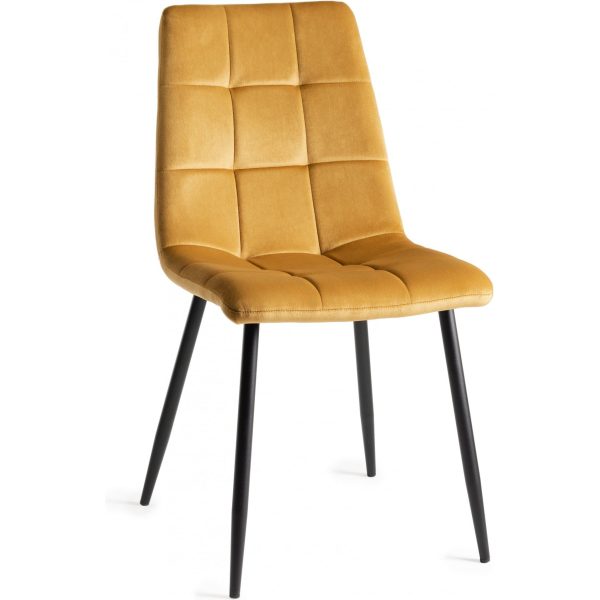 Bentley Designs Ramsay Oak Melamine 6 Seater Table - 4 Legs & 6 Mondrian Mustard Velvet Chairs - Image 4