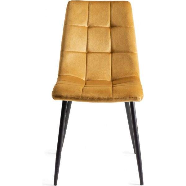 Bentley Designs Ramsay Oak Melamine 6 Seater Table - 4 Legs & 6 Mondrian Mustard Velvet Chairs - Image 5