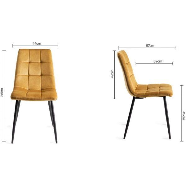 Bentley Designs Ramsay Oak Melamine 6 Seater Table - 4 Legs & 6 Mondrian Mustard Velvet Chairs - Image 10
