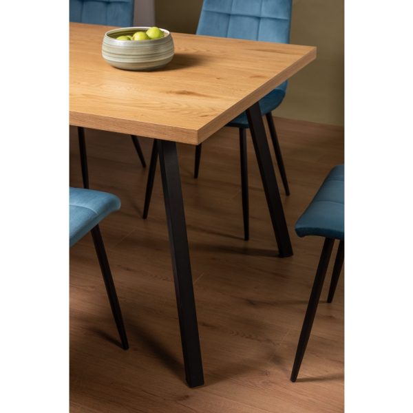 Bentley Designs Ramsay Oak Melamine 6 Seater Table - 4 Legs & 6 Mondrian Mustard Velvet Chairs - Image 6