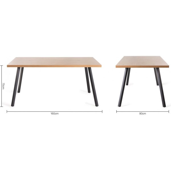 Bentley Designs Ramsay Oak Melamine 6 Seater Table - 4 Legs & 6 Mondrian Mustard Velvet Chairs - Image 9