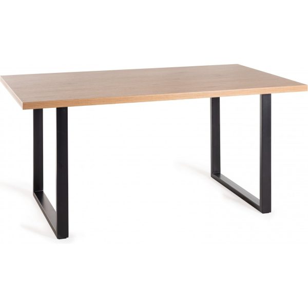 Bentley Designs Ramsay Oak Melamine 6 Seater Table - U Leg & 4 Cezanne Dark Grey Faux Leather Chairs - Black Legs - Image 2