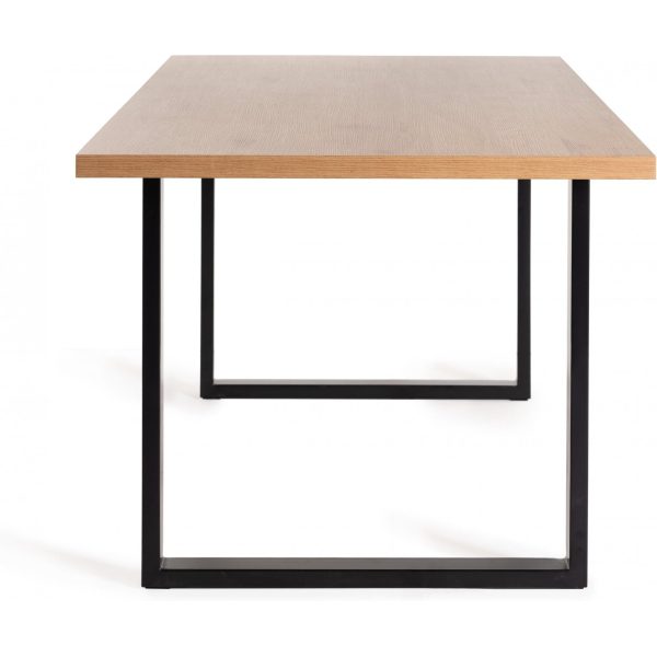 Bentley Designs Ramsay Oak Melamine 6 Seater Table - U Leg & 4 Cezanne Dark Grey Faux Leather Chairs - Black Legs - Image 4
