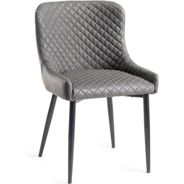 Bentley Designs Ramsay Oak Melamine 6 Seater Table - U Leg & 4 Cezanne Dark Grey Faux Leather Chairs - Black Legs - Image 5