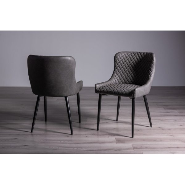Bentley Designs Ramsay Oak Melamine 6 Seater Table - U Leg & 4 Cezanne Dark Grey Faux Leather Chairs - Black Legs - Image 8