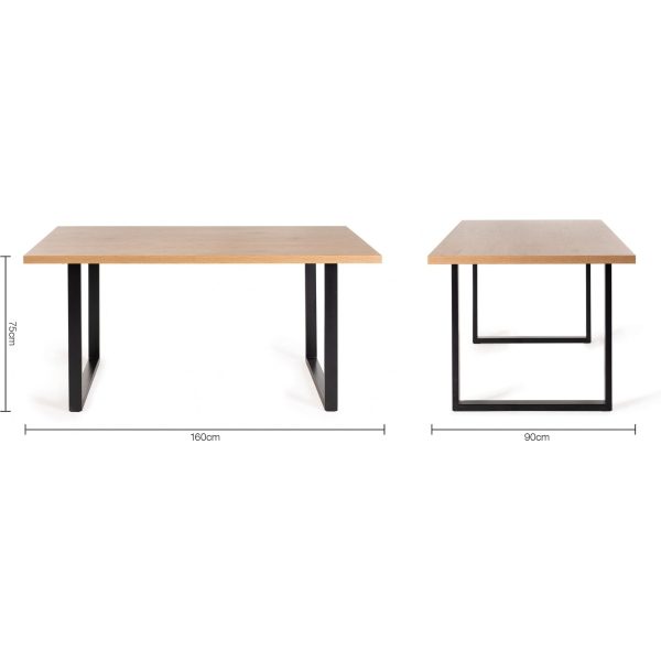 Bentley Designs Ramsay Oak Melamine 6 Seater Table - U Leg & 4 Cezanne Dark Grey Faux Leather Chairs - Black Legs - Image 9