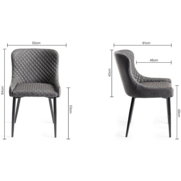 Bentley Designs Ramsay Oak Melamine 6 Seater Table - U Leg & 4 Cezanne Dark Grey Faux Leather Chairs - Black Legs - Image 10