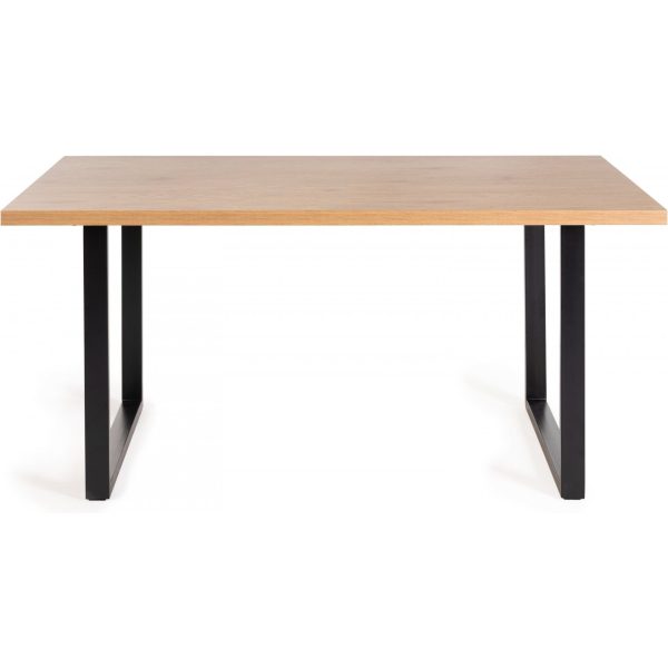 Bentley Designs Ramsay Oak Melamine 6 Seater Table - U Leg & 4 Cezanne Grey Velvet Chairs - Black Legs - Image 3
