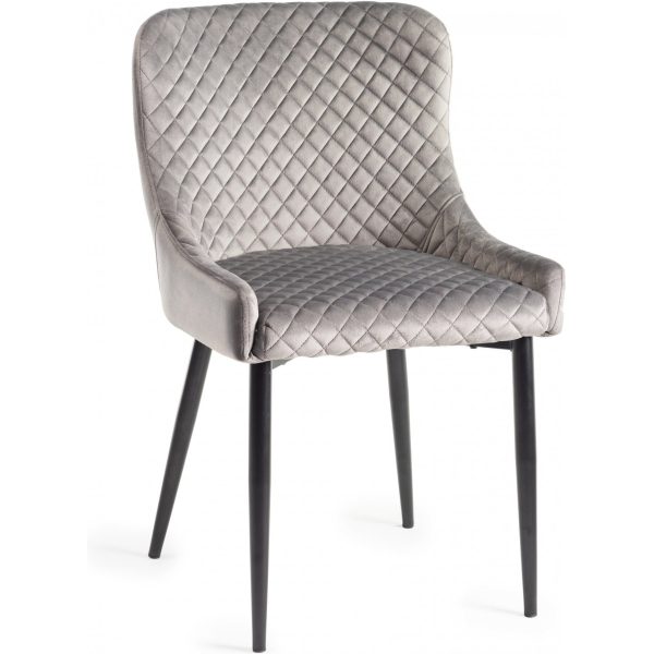 Bentley Designs Ramsay Oak Melamine 6 Seater Table - U Leg & 4 Cezanne Grey Velvet Chairs - Black Legs - Image 5
