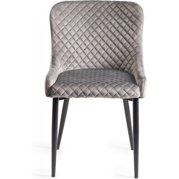 Bentley Designs Ramsay Oak Melamine 6 Seater Table - U Leg & 4 Cezanne Grey Velvet Chairs - Black Legs - Image 6