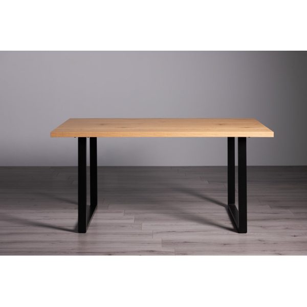 Bentley Designs Ramsay Oak Melamine 6 Seater Table - U Leg & 4 Cezanne Grey Velvet Chairs - Black Legs - Image 7