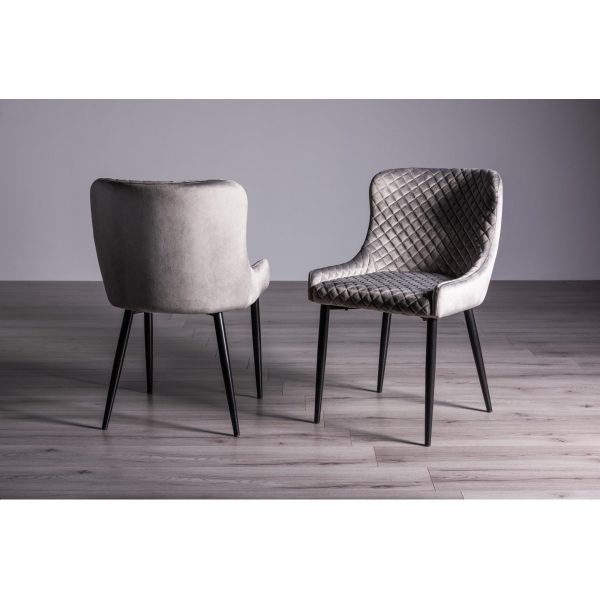 Bentley Designs Ramsay Oak Melamine 6 Seater Table - U Leg & 4 Cezanne Grey Velvet Chairs - Black Legs - Image 8