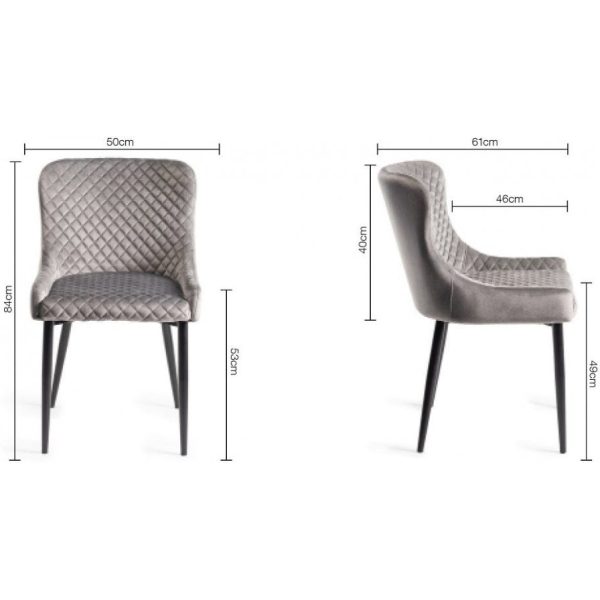 Bentley Designs Ramsay Oak Melamine 6 Seater Table - U Leg & 4 Cezanne Grey Velvet Chairs - Black Legs - Image 10