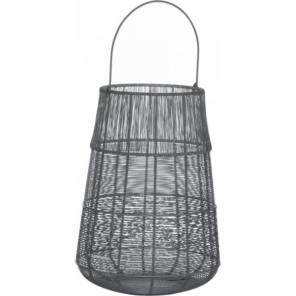 Hill Interiors Large Wire Silver And Grey Glowray Conical Lantern