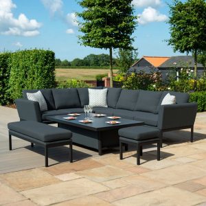 Maze Pulse Rectangular Corner Dining Set with Rising Table / Charcoal