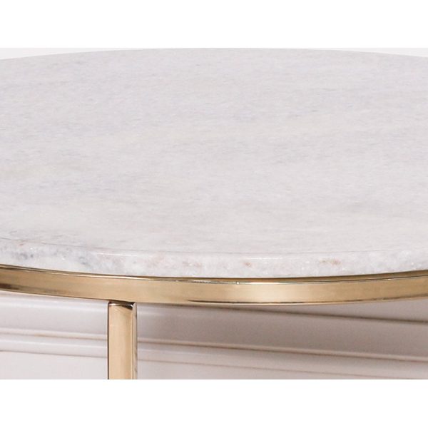 Gold Metal Side Table with Marble Top - Image 3