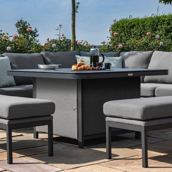 Maze Pulse Deluxe Square Corner Dining Set - with Fire Pit Table / Flanelle - Image 2