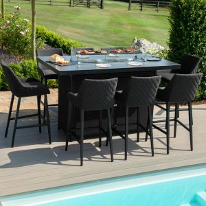 Maze Regal 8 Seat Rectangular Fire Pit Bar Set / Charcoal