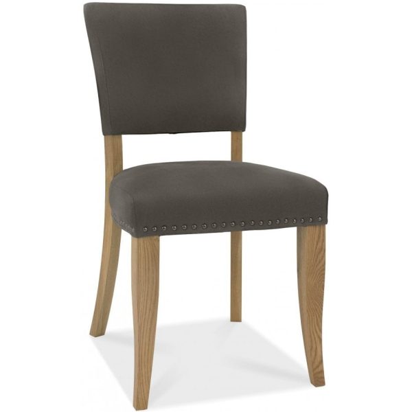 Bentley Designs Indus Rustic Oak 4-6 Seater Table & 4 Indus Cantilever Chairs in Dark Grey Fabric - Image 2