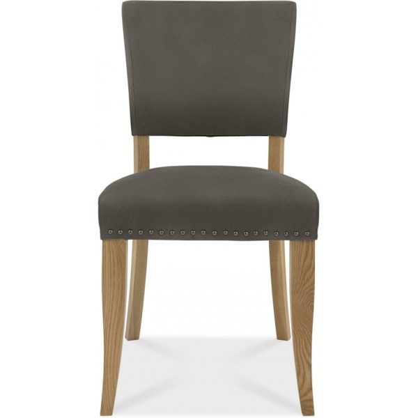 Bentley Designs Indus Rustic Oak 4-6 Seater Table & 4 Indus Cantilever Chairs in Dark Grey Fabric - Image 3