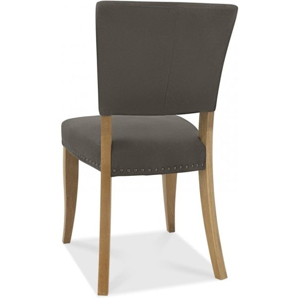 Bentley Designs Indus Rustic Oak 4-6 Seater Table & 4 Indus Cantilever Chairs in Dark Grey Fabric - Image 4