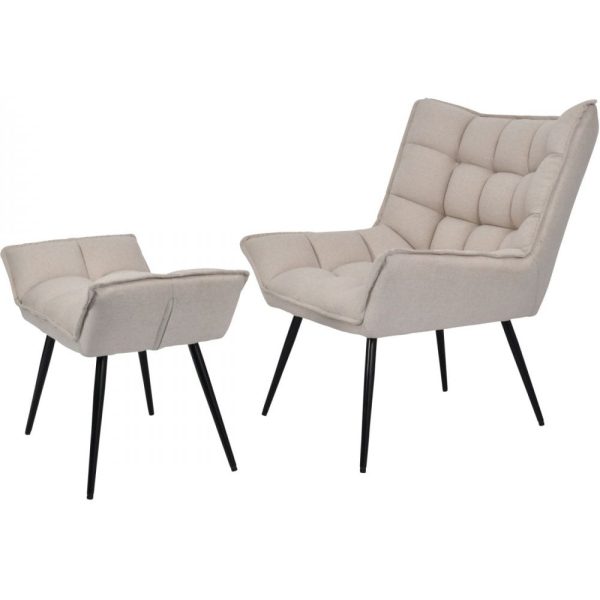 libra interiors Chrishall Occasional Chair with Footstool in Oatmeal Fabric