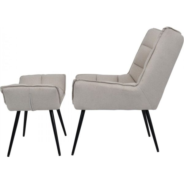libra interiors Chrishall Occasional Chair with Footstool in Oatmeal Fabric - Image 3