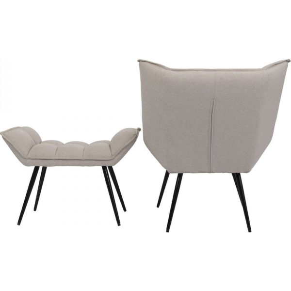 libra interiors Chrishall Occasional Chair with Footstool in Oatmeal Fabric - Image 4