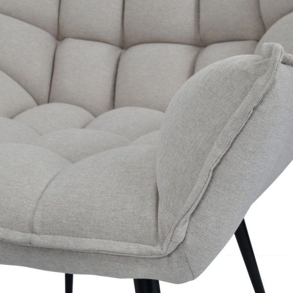 libra interiors Chrishall Occasional Chair with Footstool in Oatmeal Fabric - Image 6