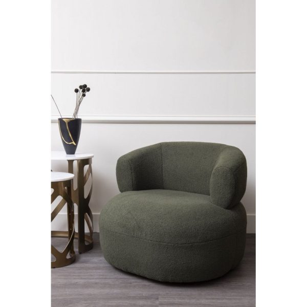 Libra Interiors Luna Occasional Chair in Boucle Hunter Green - Image 2