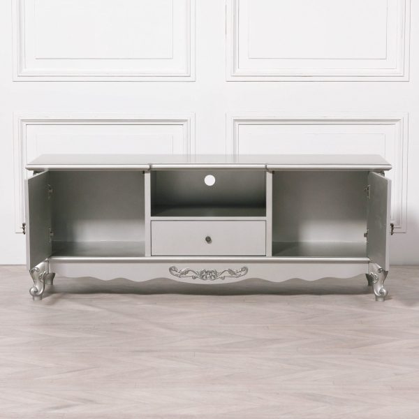 French Antique Silver Large Cabinet Tv Unit - Image 2